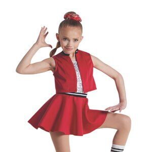 Weissman Run The Show Dance Costume - Size: XS - Ages: 4-6 - Red & Silver